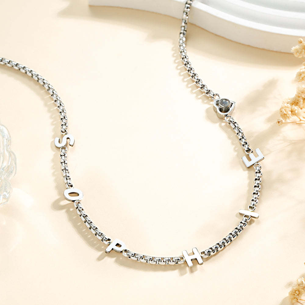 Personalisierte Namenskette Mit Projektionsfoto, Personalisierter Projektiver Anhänger, Geschenk Für Sie - ihrenamenskettede