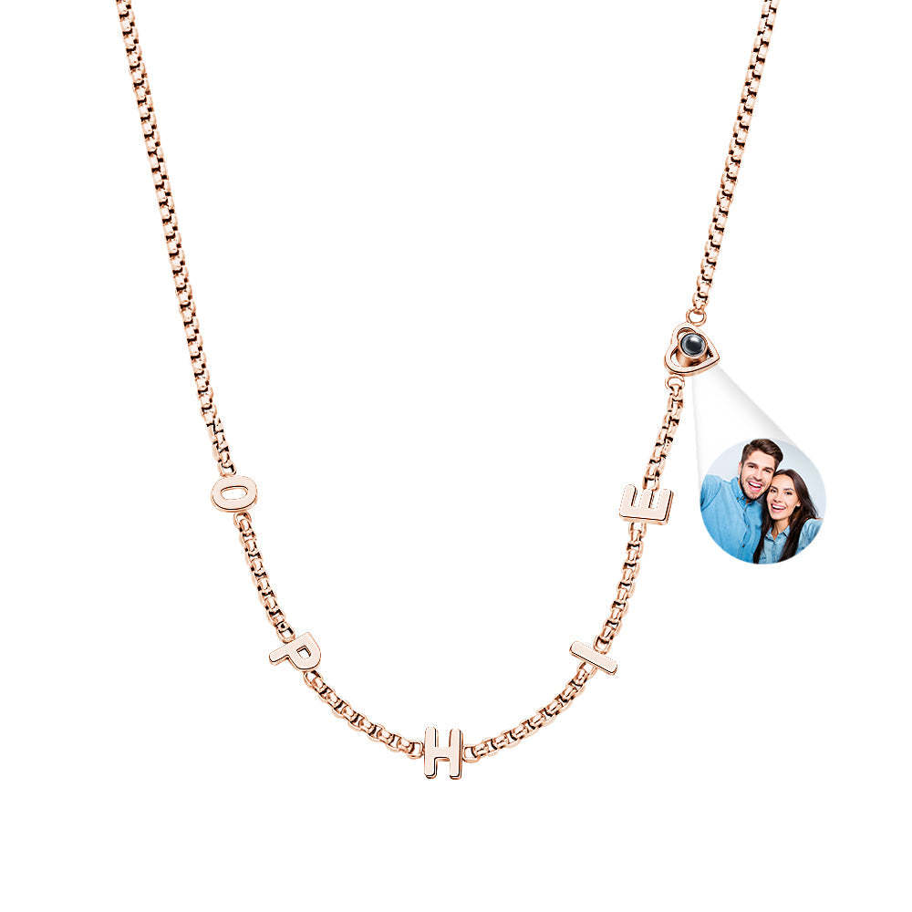Personalisierte Namenskette Mit Projektionsfoto, Personalisierter Projektiver Anhänger, Geschenk Für Sie - ihrenamenskettede