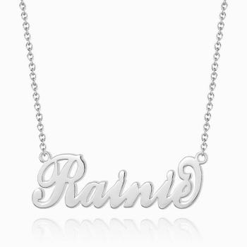 Kinder Namenshalskette "Carrie", Klassischer Stil Silber