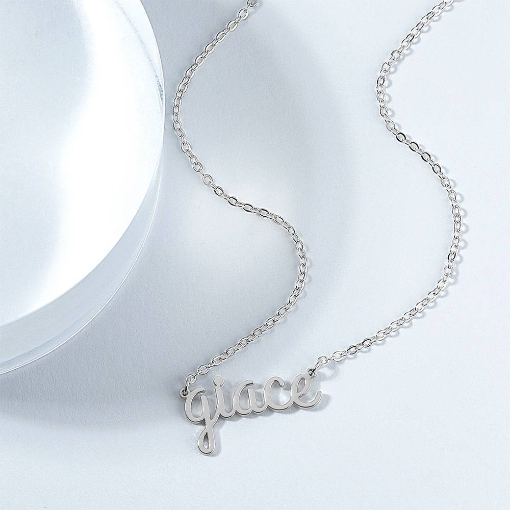 Personalized Lower Case Letter Name Necklace Silver