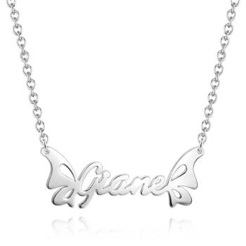Personalized Butterfly Name Necklace Silver