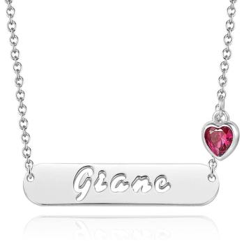Hohl Geschnitzt Bar Name Halskette Mit Benutzerdefinierten Birthstone, Einzigartiges Geschenk Platin Plattiert - Silber