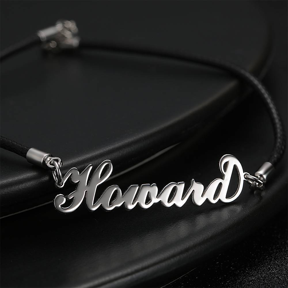Personalized Men's Name Bracelet Any Name Bracelet Platinum Plated Silver