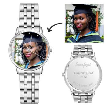 Vatertags Geschenke Gravierbares Unisex Legierung Armbanduhr Foto Uhr 40mm