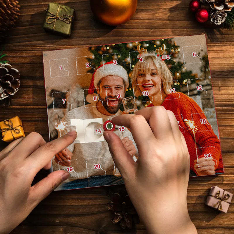 Personalisierter Fotoschmuck, Adventskalender, Foto-charm, Überraschungs-blindbox-armband, 24 Kalender-countdown-geschenkbox-armband Für Weihnachten - ihrenamenskettede