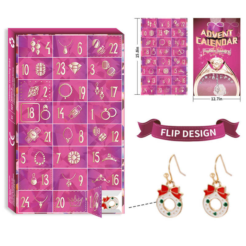Weihnachts-adventskalender-box Mit 24 Zahlen, Schmuck, Ring, Halskette, Schmuck, Adventskalender, Geschenkbox (zufälliger Stil) - ihrenamenskettede
