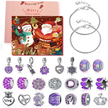 Weihnachts-charm-countdown-kalender, Geschenkbox-set, Diy-charm, Schmuck, Schneeflocke, Armband, Geschenk - ihrenamenskettede