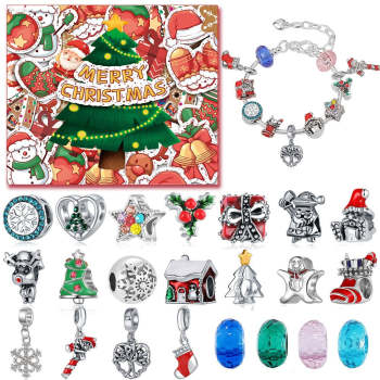 Weihnachten Charm Box Kalender Advent 24 Countdown Überraschung Blind Box Diy Charms Armband Set - ihrenamenskettede
