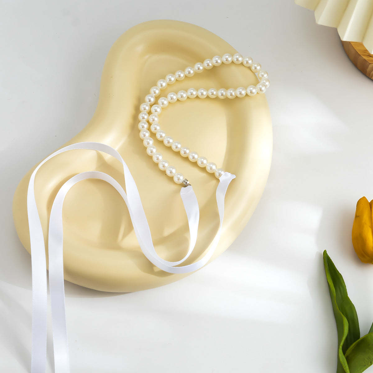 Vintage Französische Hof Diy Samtschleife Perlenkette - GiftLabde
