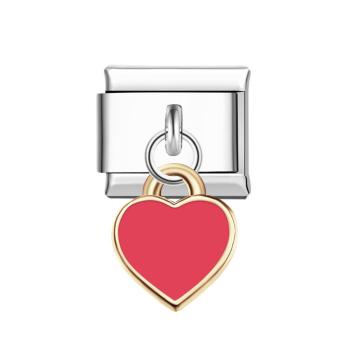 Italienischer Charm Mit Rotem Pfirsichherz Für Italienische Charm-armbänder Composable Link - ihrenamenskettede