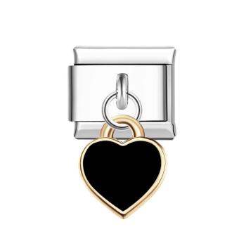 Italienischer Charm „schwarze Herzen“ Für Italienische Charm-armbänder Composable Link - ihrenamenskettede