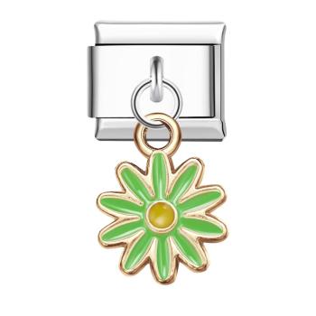 Bunter Italienischer Charm Mit Zehn Blütenblättern In Grün Für Italienische Charm-armbänder Composable Link - ihrenamenskettede
