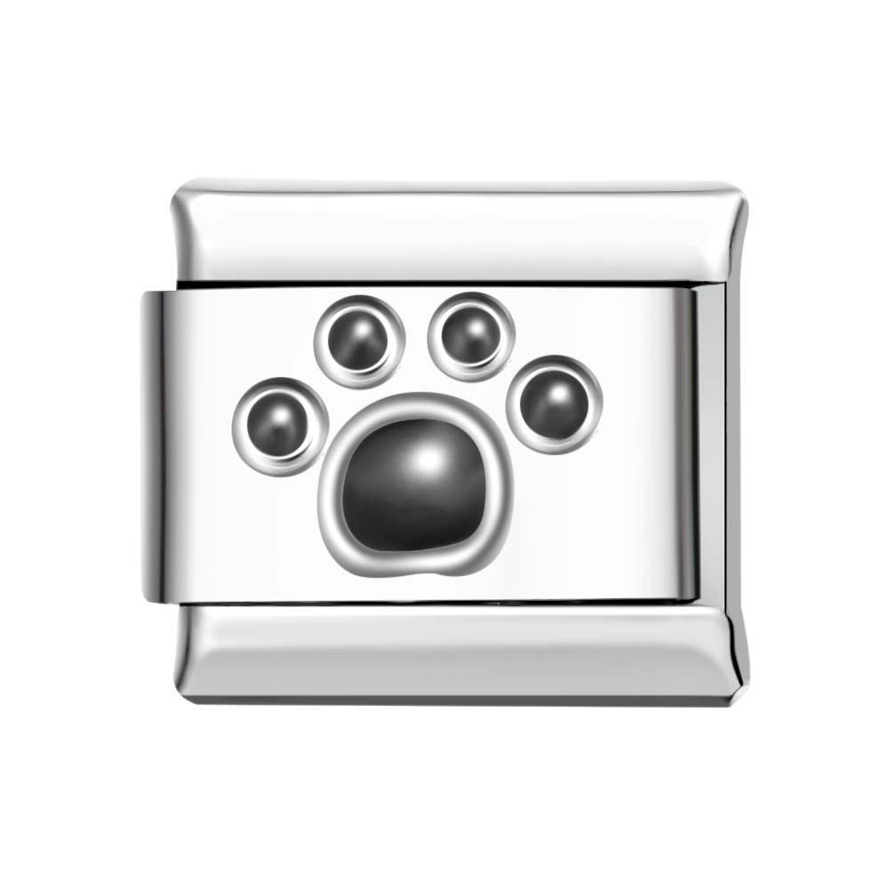 Katzenpfote – Dunkelschwarzer Italienischer Charm Für Italienische Charm-armbänder Composable Link - ihrenamenskettede