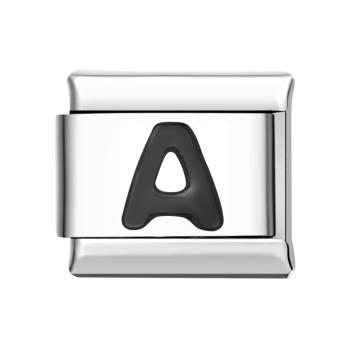 Buchstabe A – Schwarzer Italienischer Charm Für Italienische Charm-armbänder Composable Link - ihrenamenskettede
