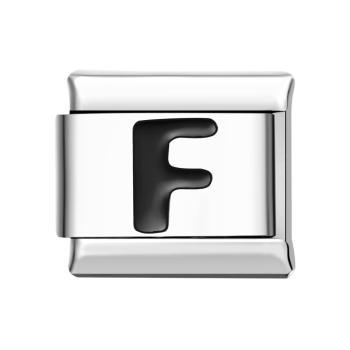 Buchstabe F-schwarzer Italienischer Charm Für Italienische Charm-armbänder Composable Link - ihrenamenskettede
