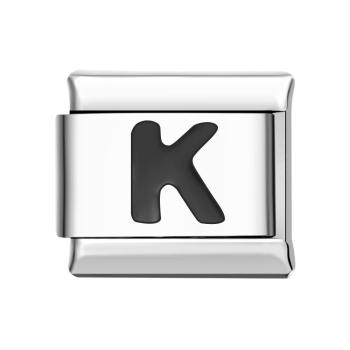 Buchstabe K-schwarzer Italienischer Charm Für Italienische Charm-armbänder Composable Link - ihrenamenskettede