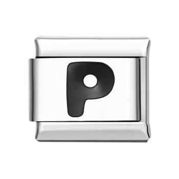Buchstabe P-schwarzer Italienischer Charm Für Italienische Charm-armbänder Composable Link - ihrenamenskettede