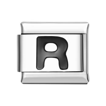 Alphabet R-schwarzer Italienischer Charm Für Italienische Charm-armbänder Composable Link - ihrenamenskettede