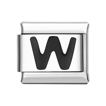 Alphabet W-schwarzer Italienischer Charm Für Italienische Charm-armbänder Composable Link - ihrenamenskettede