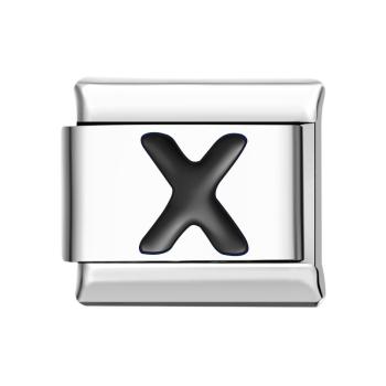 Buchstabe X-schwarzer Italienischer Charm Für Italienische Charm-armbänder Composable Link - ihrenamenskettede