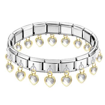 Weißes Italienisches Vintage-charm-armband Mit Herz-anhänger - ihrenamenskettede
