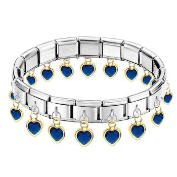 Blaues Herz-anhänger Vintage Italienisches Charm-armband - ihrenamenskettede