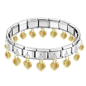Gelbes Herz-anhänger Vintage Italienisches Charm-armband - ihrenamenskettede