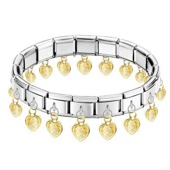 Champagner-herz-armband Im Vintage-stil, Italienisches Charm-armband - ihrenamenskettede