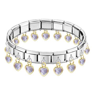 Lila Herz Baumelndes Italienisches Vintage-charm-armband - ihrenamenskettede