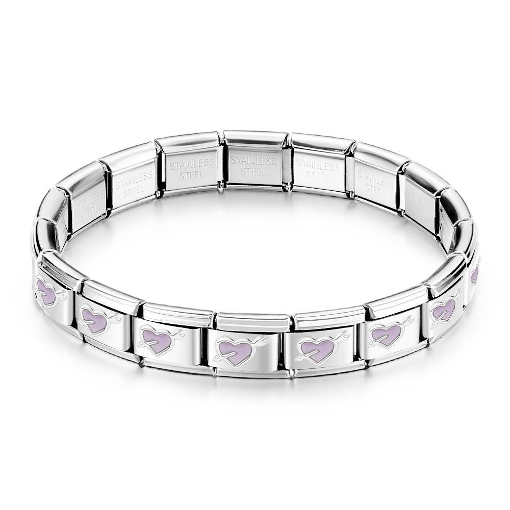 Liebe Auf Den Ersten Blick Helllila Vintage Italienisches Charm-armband - ihrenamenskettede