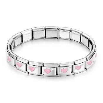 Liebe Auf Den Ersten Blick Hellrosa Vintage Italienisches Charm-armband - ihrenamenskettede