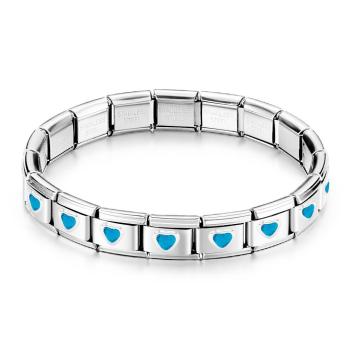 Seeblaues Herz-edelstein-weinlese-italienisches Bettelarmband - ihrenamenskettede