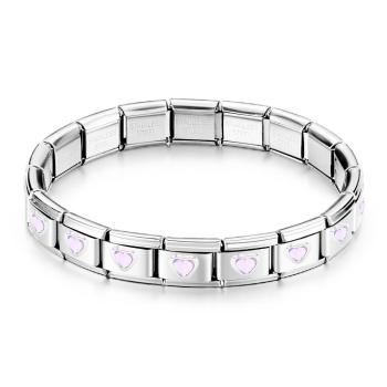 Lila Herz-edelstein Vintage Italienisches Charm-armband - ihrenamenskettede