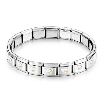 Cremegelbes Herz-edelstein-vintage-armband Mit Italienischem Charm - ihrenamenskettede