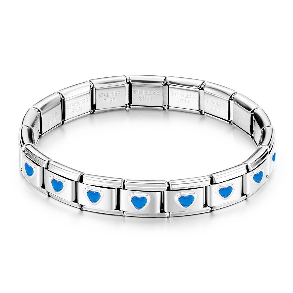 Himmelblaues Herz-edelstein-weinlese-italienisches Bettelarmband - ihrenamenskettede