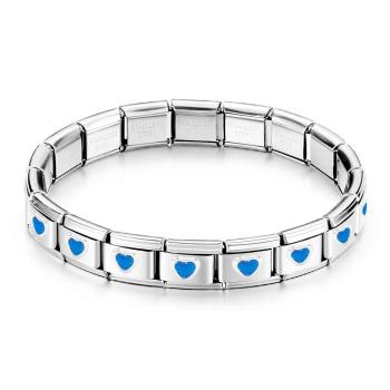 Himmelblaues Herz-edelstein-weinlese-italienisches Bettelarmband - ihrenamenskettede