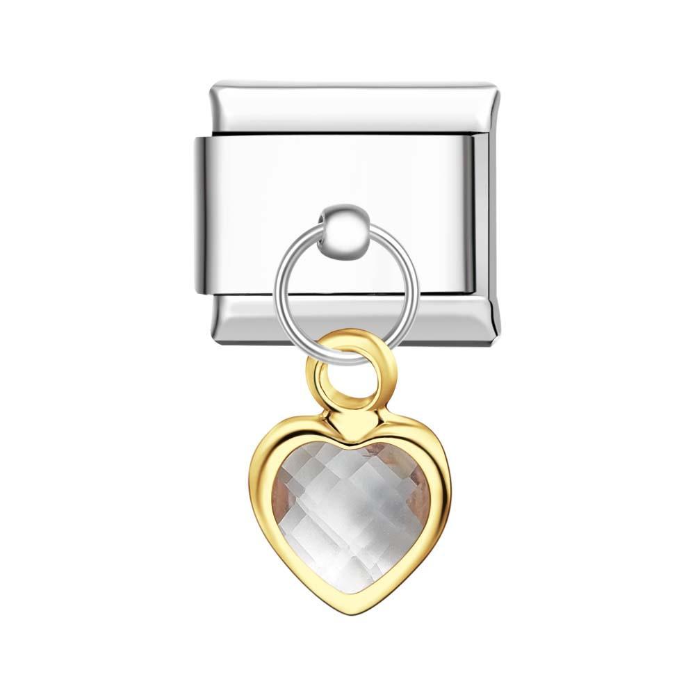 Goldener Herz-charm Zum Aufhängen, Italienischer Charm Für Italienische Charm-armbänder, Composable Link - ihrenamenskettede