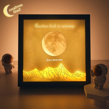 Individuelles Foto Geburt Mondphase Nachtlicht Warm Verstellbare Led Box Lampe Liebesgeschenk - ihrenamenskettede