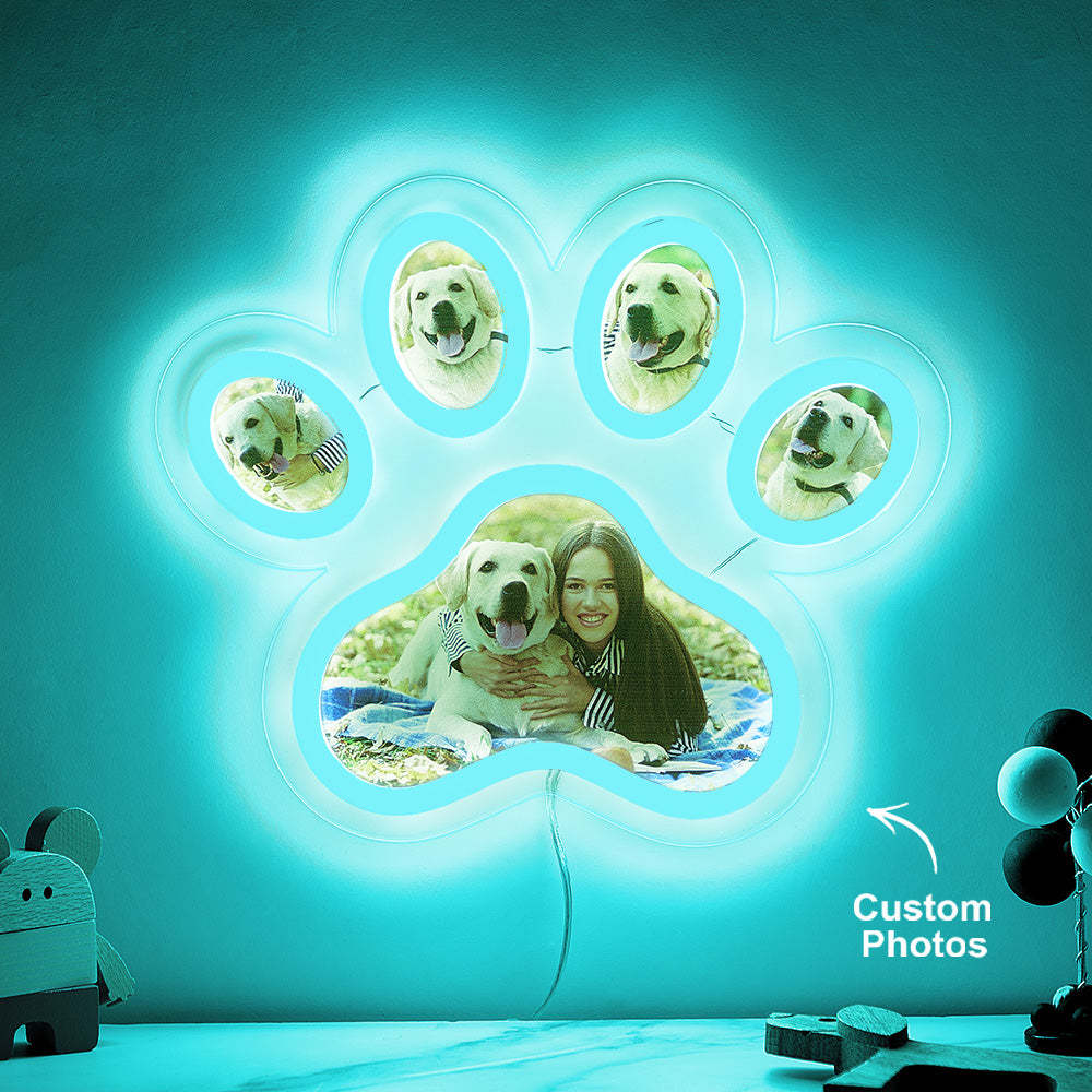Benutzerdefinierte Foto Haustier Pfote Neon Lampe Personalisierte Memorial Einstellbare Helligkeit Nachtlicht Geschenke Für Sie - ihrenamenskettede