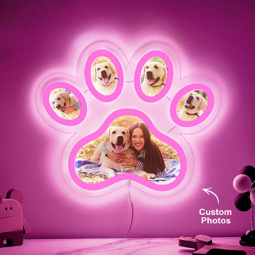Benutzerdefinierte Foto Haustier Pfote Neon Lampe Personalisierte Memorial Einstellbare Helligkeit Nachtlicht Geschenke Für Sie - ihrenamenskettede
