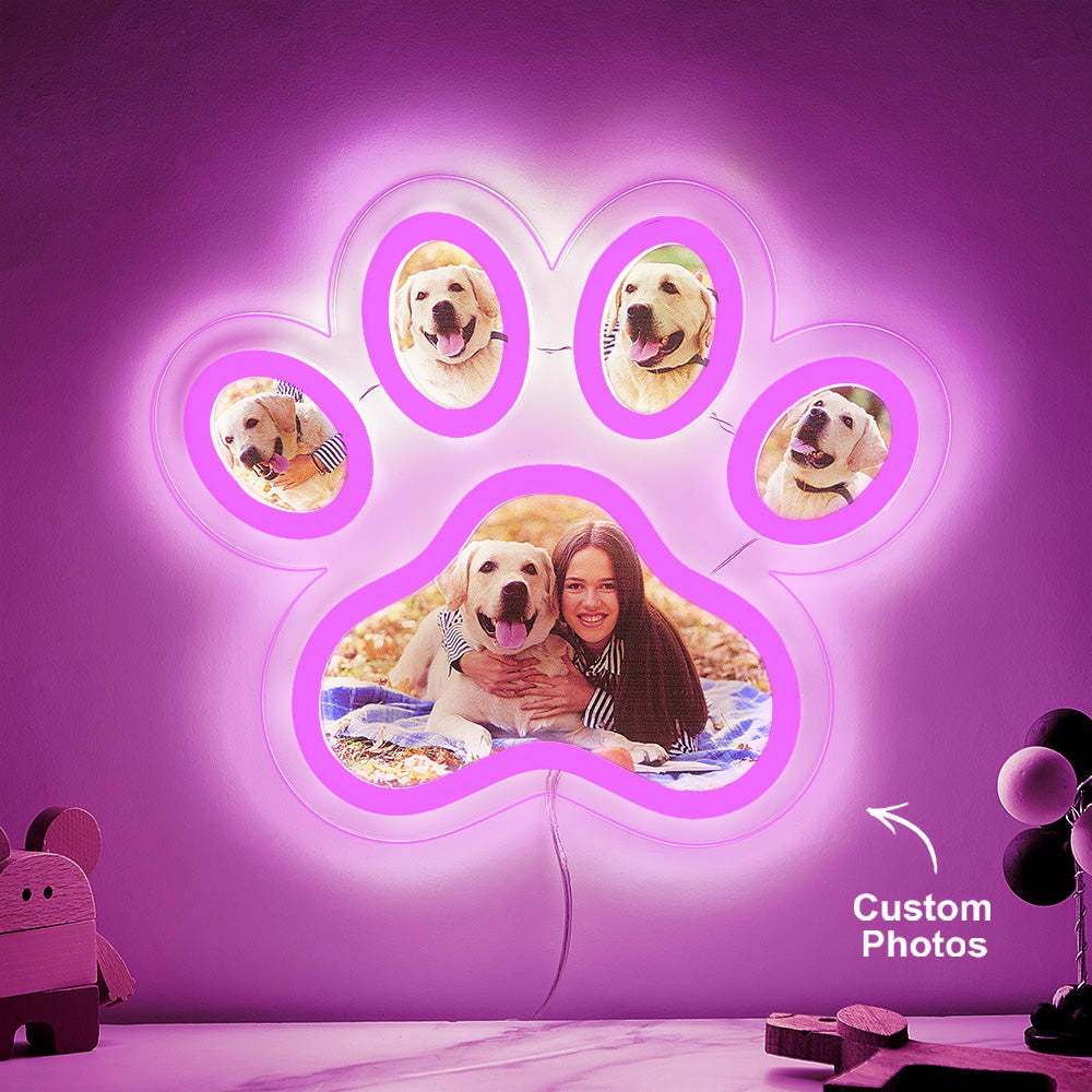 Benutzerdefinierte Foto Haustier Pfote Neon Lampe Personalisierte Memorial Einstellbare Helligkeit Nachtlicht Geschenke Für Sie - ihrenamenskettede