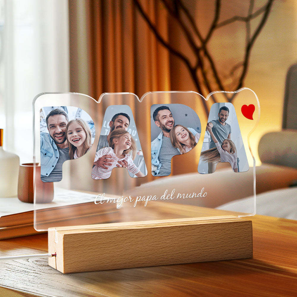 Personalisierte Foto-papa-nachtlampe, Personalisiertes Acryl-led-nachtlicht Mit Text, Vatertagsgeschenke Für Ihn - ihrenamenskettede