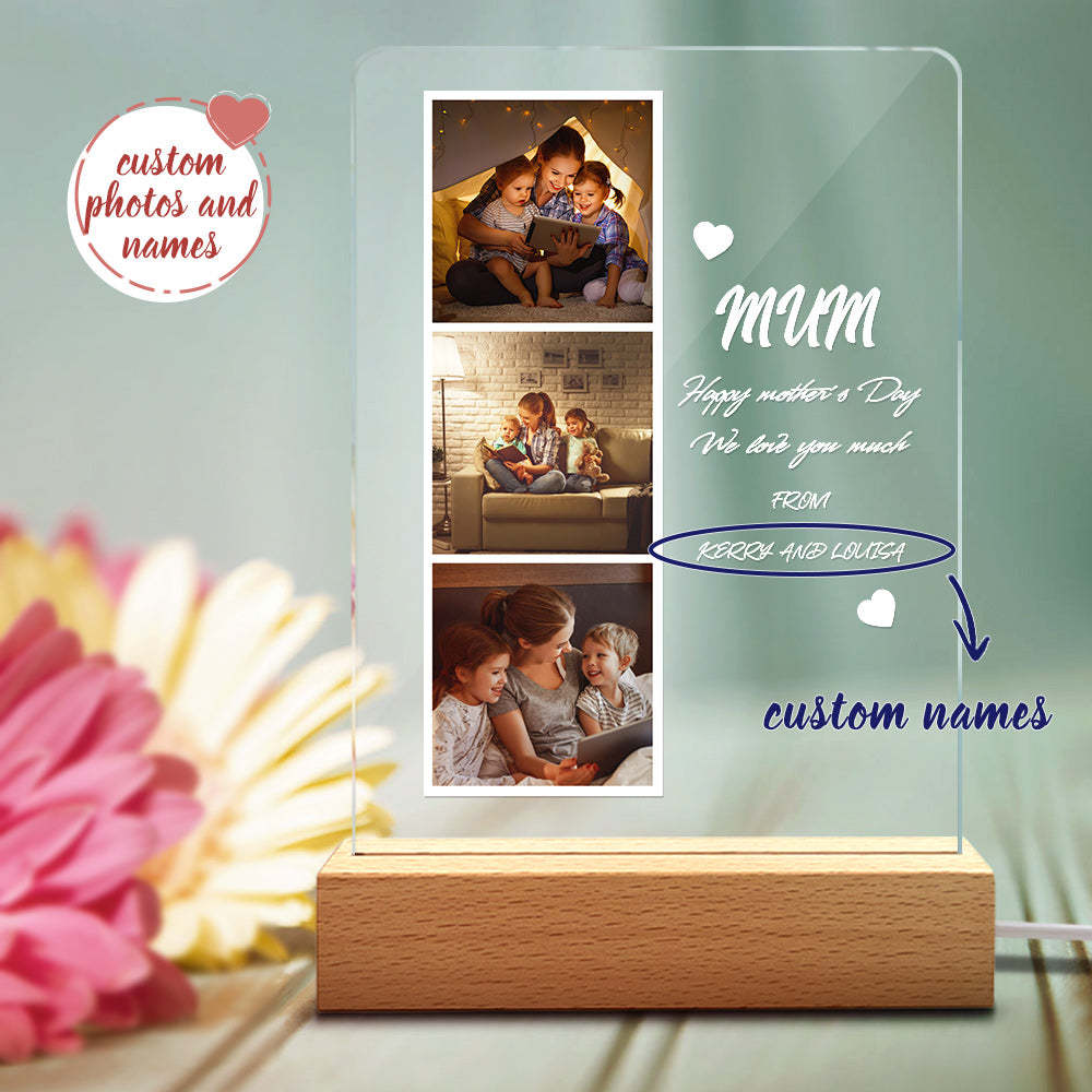 Benutzerdefiniertes Foto Und Name Nachtlicht Acryl Muttertagsgeschenk Für Mama - ihrenamenskettede