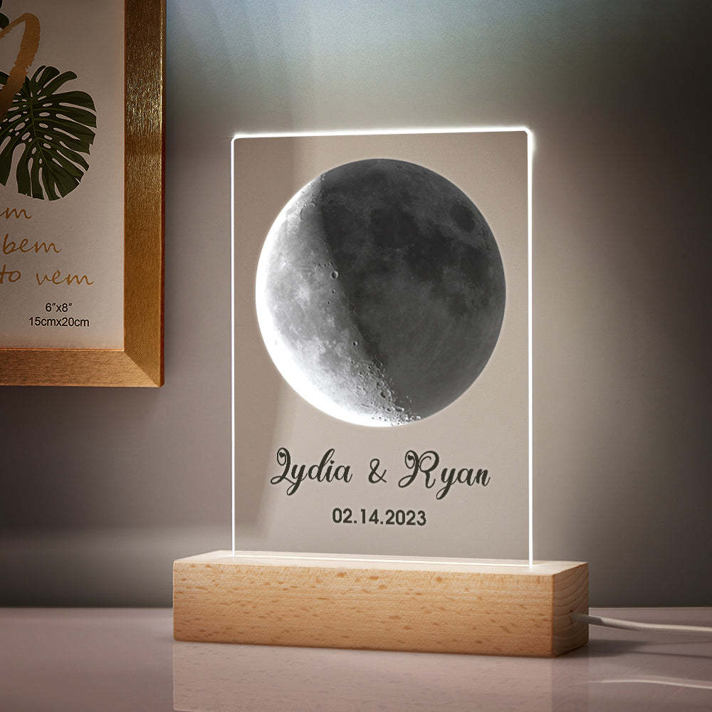 Benutzerdefinierte Acryl-schlüsselanhänger, Plakette, Nachtlicht, Der Mond An Dem Tag, An Dem Sie Geboren Wurden, Valentinstagsgeschenke - ihrenamenskettede
