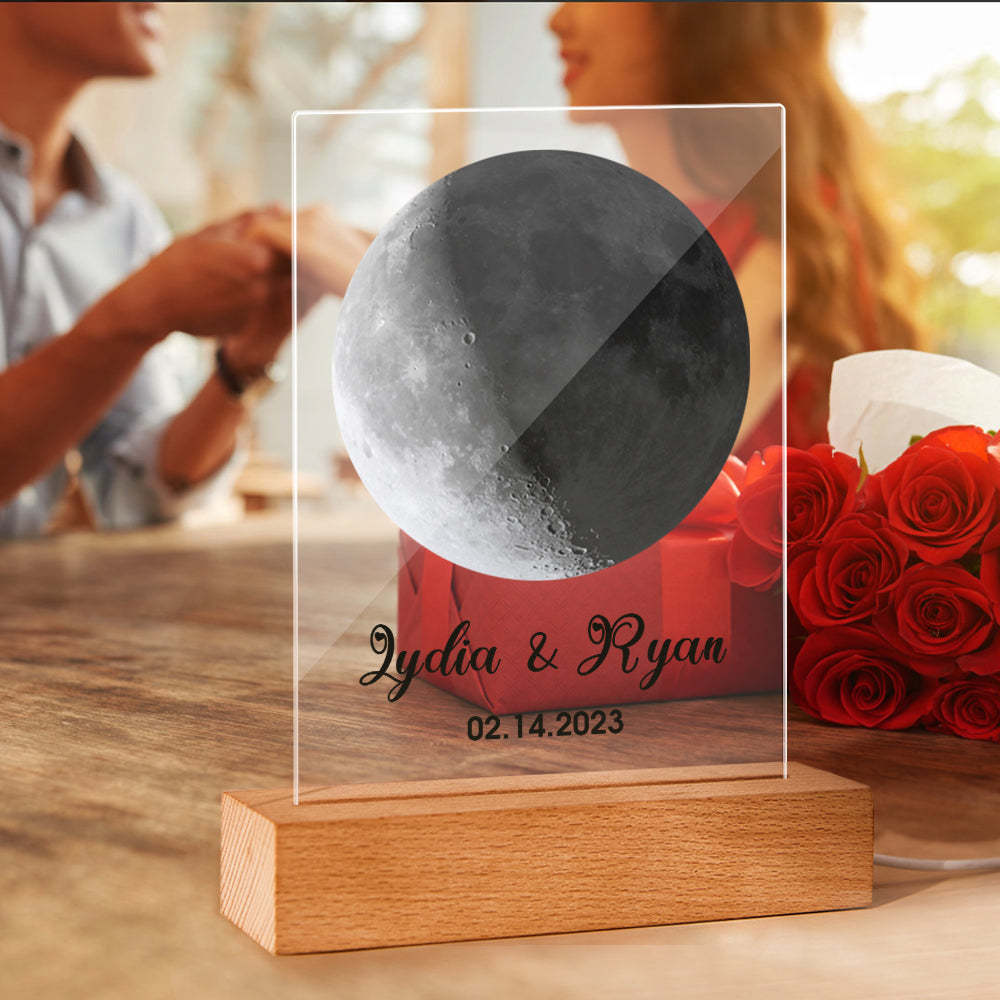 Benutzerdefinierte Acryl-schlüsselanhänger, Plakette, Nachtlicht, Der Mond An Dem Tag, An Dem Sie Geboren Wurden, Valentinstagsgeschenke - ihrenamenskettede