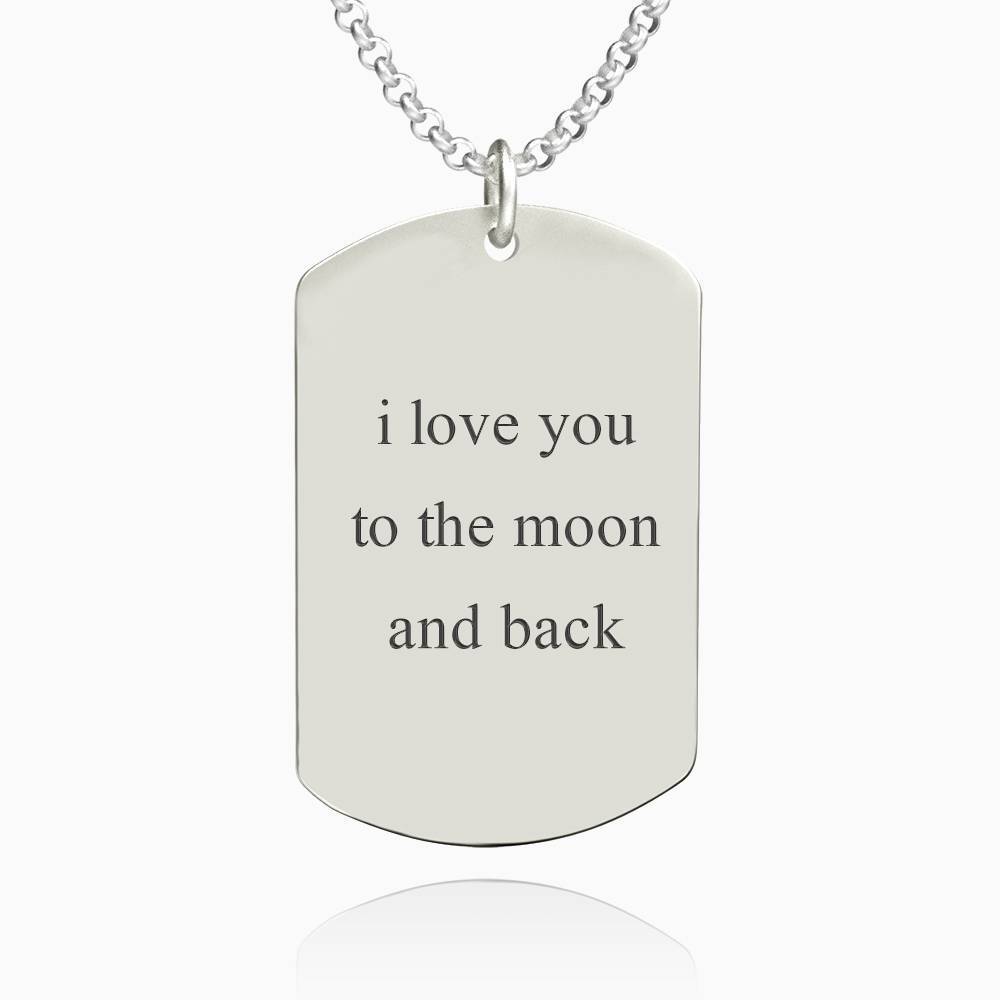 Women's Women's Photo Engraved Tag Necklace With Engraving Silver