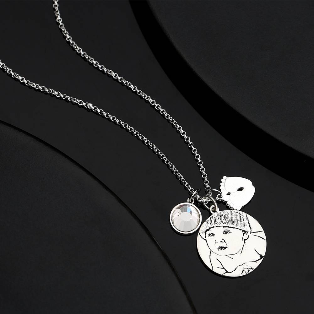 Women's Photo Engraved Tag Necklace With Engraving Silver