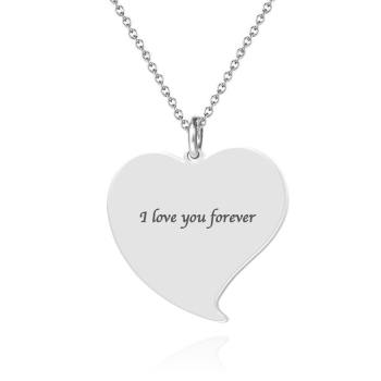 Women'S Heart Foto Graviert Tag Halskette Mit Gravur Silber