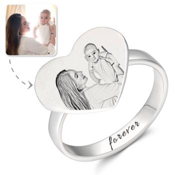 Foto Ring Mit Gravur Platin Plattiert Silber, Best Mom