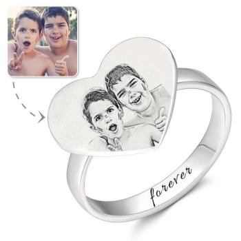 Foto Ring Mit Gravur Platin Plattiert Silber, Immer Liebe Dich